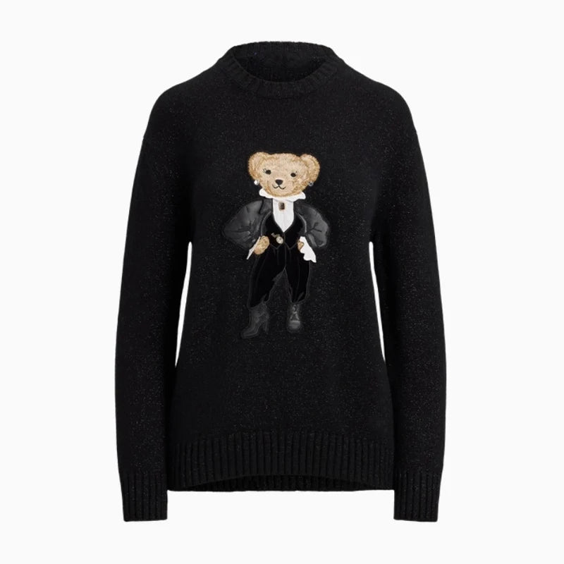 Teddy Bear Holiday Metallic Cashmere Knit Sweater Loose Knitwear Pullover Long Sleeve Tops Coat Autumn Winter rl Women Clothes